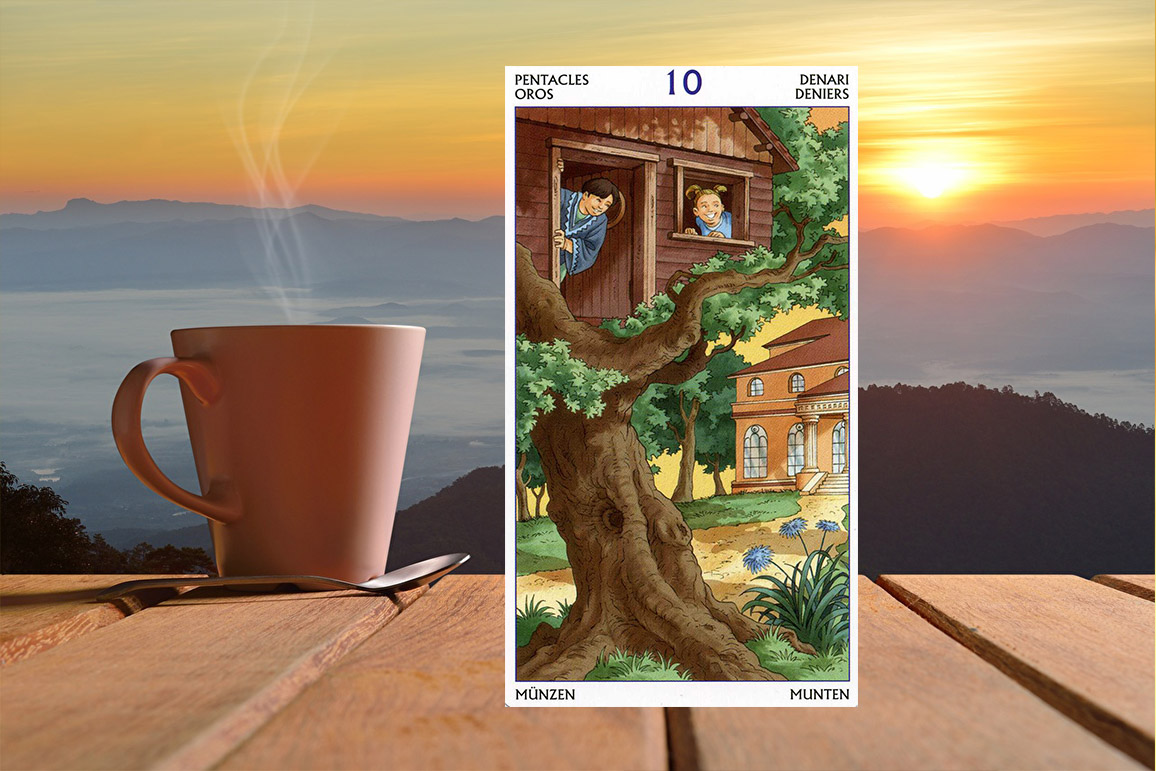 10 (Десятка) Пентаклей Таро 78 Дверей: значение в отношениях, любви, деньгах и здоровье, и в сочетании с другими картами, карты дня
