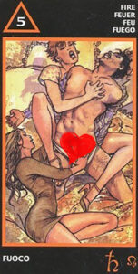 5 (Пятерка) Огня Таро Манара: значение в отношениях, любви, чувствах, толкование в сочетании с другими картами при гадании