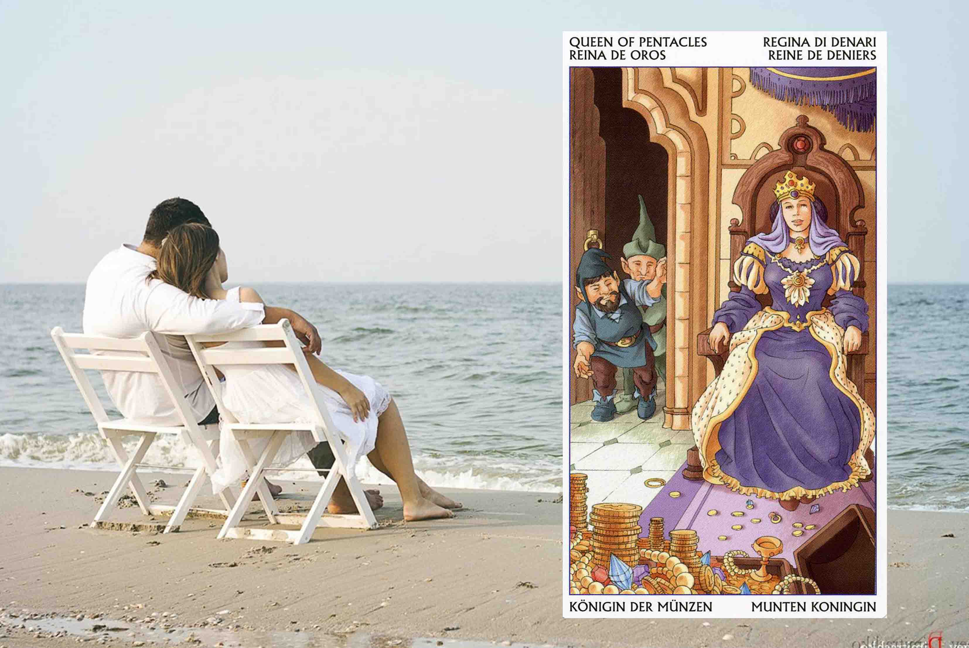 Королева Пентаклей Таро 78 Дверей: значение в отношениях, любви, деньгах и здоровье, и в сочетании с другими картами, карты дня